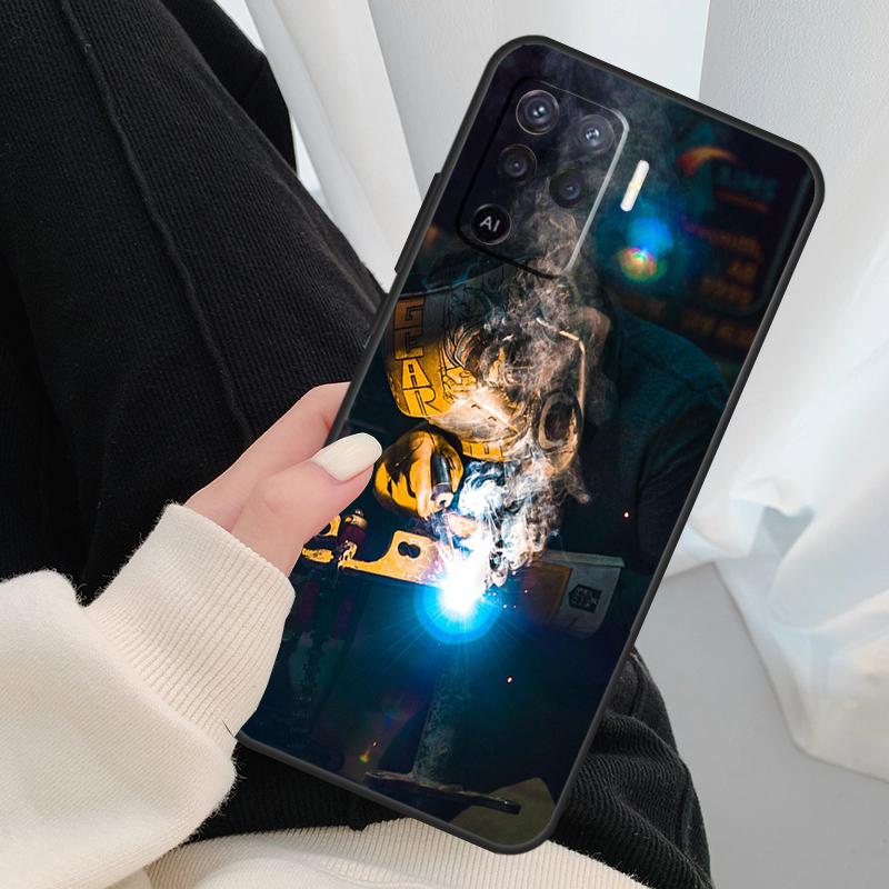 Schweißer Schweißen Heißer Metall Arbeiter Fall Für Oppo A17 A57 A77 A40 A78 A54 A74 A94 A76 A16 A96 A18 a60 A80 A38 A58 A98 A15 A5 Pro
