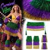 Ensemble Jupe Multicolore pour Femme avec Bracelet et Jambières pour Costume de Spectacle de Danse 3 Pièces