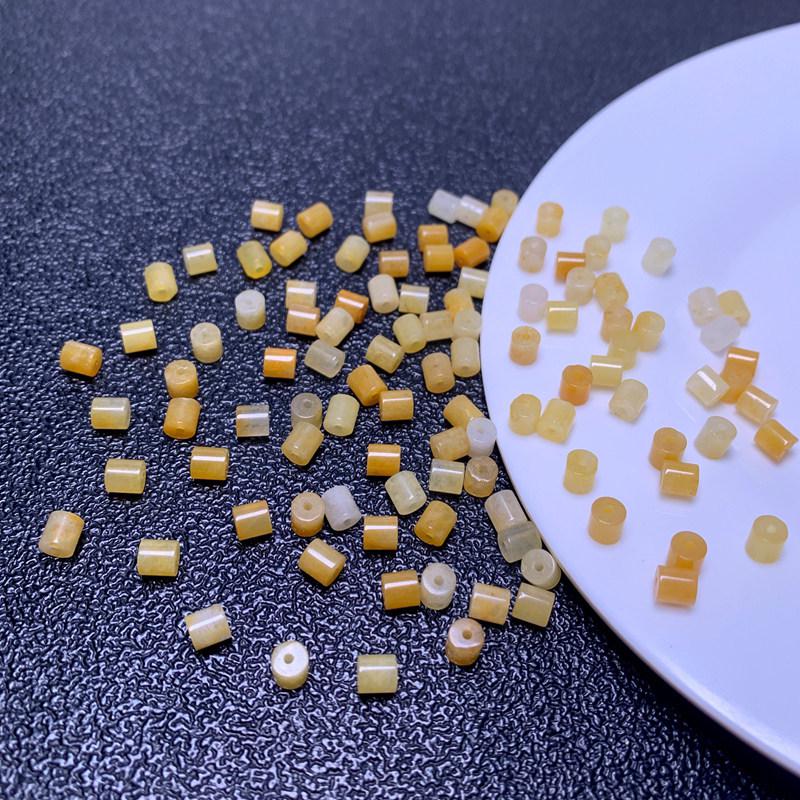 Natural Old Yellow Jade Cylindrical Beads for DIY Jewelry: Small Round Tube Beads for Bracelets, Earrings, Necklaces, and Loose Bead Accessories