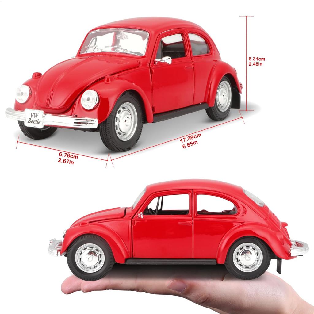 Volkswagen Beetle 1/24 Scale Diecast Model, Finished In Red (product Number 31926) [parallel Import]