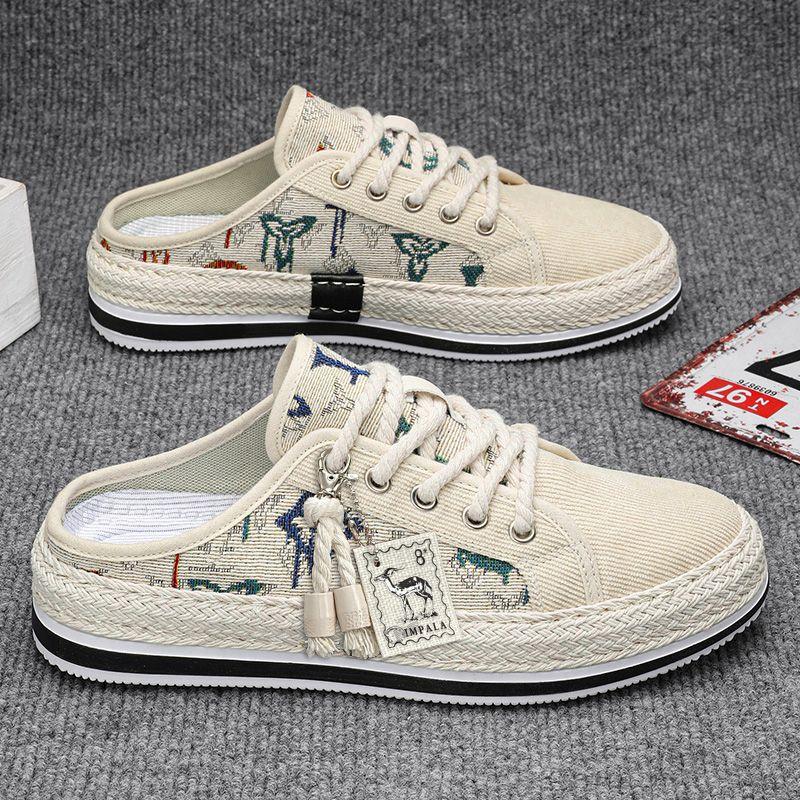 

Мужские летние повседневные парусиновые туфли без застежек, полускользящие тонкие дышащие рабочие туфли из ткани Lazy 40