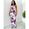 Western Style Summer off-Neck Contrast Color Print Backless Slim fit Sheath Split Sling Dress Beach Skirt Dress
