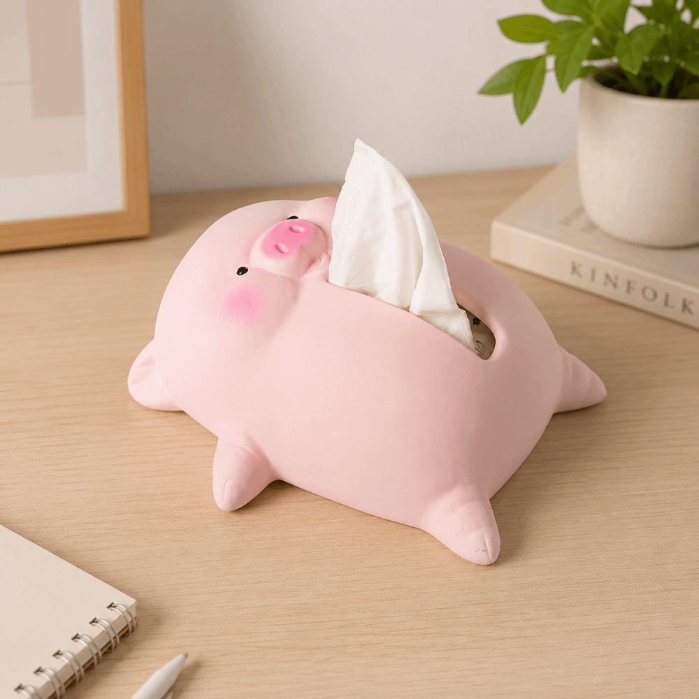 Large Capacity Ceramic Pig Tissue Box Cute Paper Towel Holder Storage Supplies