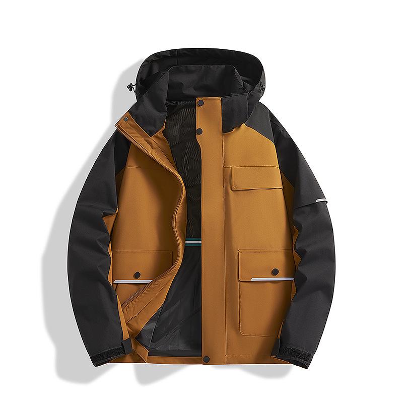 Unisex Windproof Plus-Size Jacket - Spring & Autumn Color Block Workwear for Outdoor Hiking