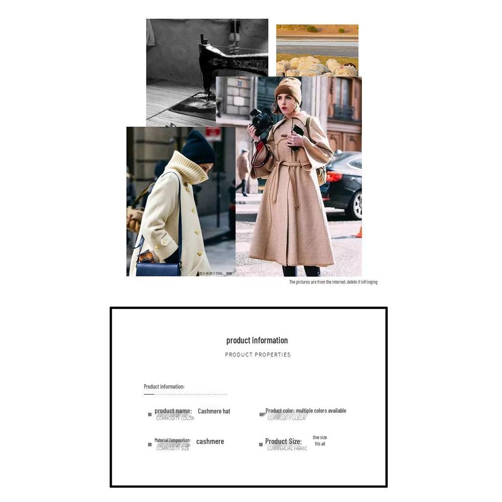 Damen Britischer & Japanischer Stil Kaschmir-Baskenmütze - Herbst/Winter Strickwollmütze
