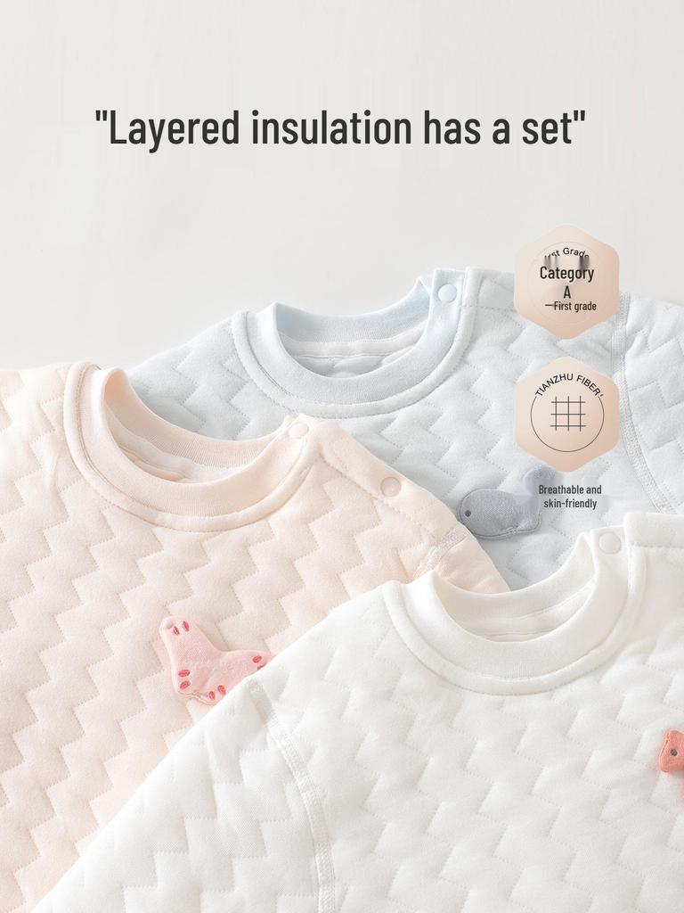 Children's Warm High-Waisted Pajama Set - Baby/Child Belly Protection for Autumn and Winter