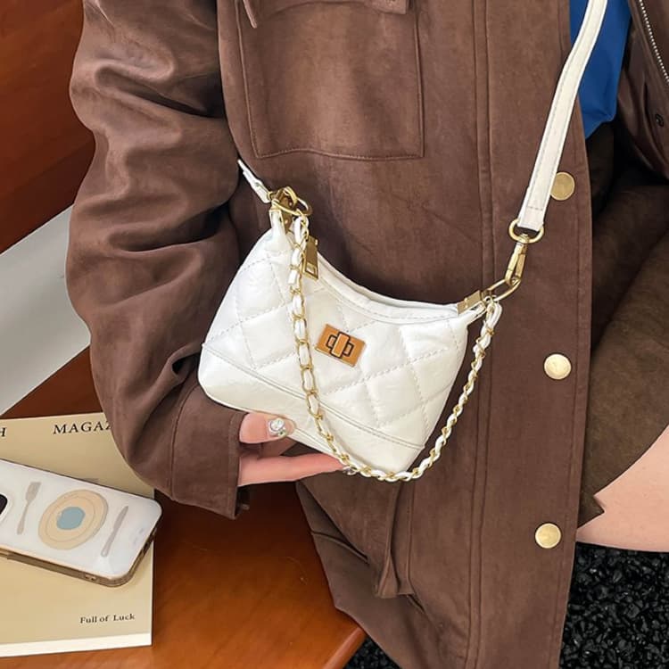 Vintage Rhombus Underarm Bag Daily Commuter Small Satchel