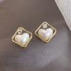 Exquisite Love Imitation Pearl Earrings New Trendy Rhombus Fashion Korean Version Internet Celebrity Stud Earrings High-end Earrings