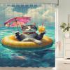 Individuality Creative Beach Animals Fabric Shower Curtain Bath Curtains For Bathroom Funny Cats And Dogs Home Decorate Curtain