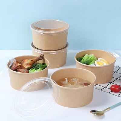 Bols à emporter jetables en papier kraft avec couvercles