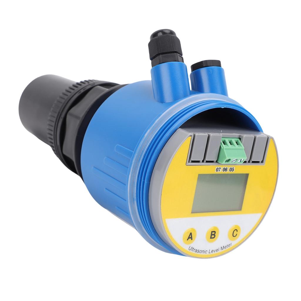 Ultrasonic Level Meter LCD Digital Liquid Water Sensor DC24V LED Display 4 20mA Analog Output 666RP Blue 0 10M