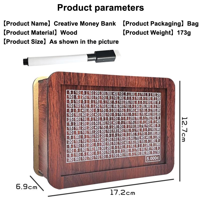 Wooden Money Saving Box Money Storage Bank With Saving Money Goals Counter Reusable Handmade Piggy Bank Coin Tray Storage Case