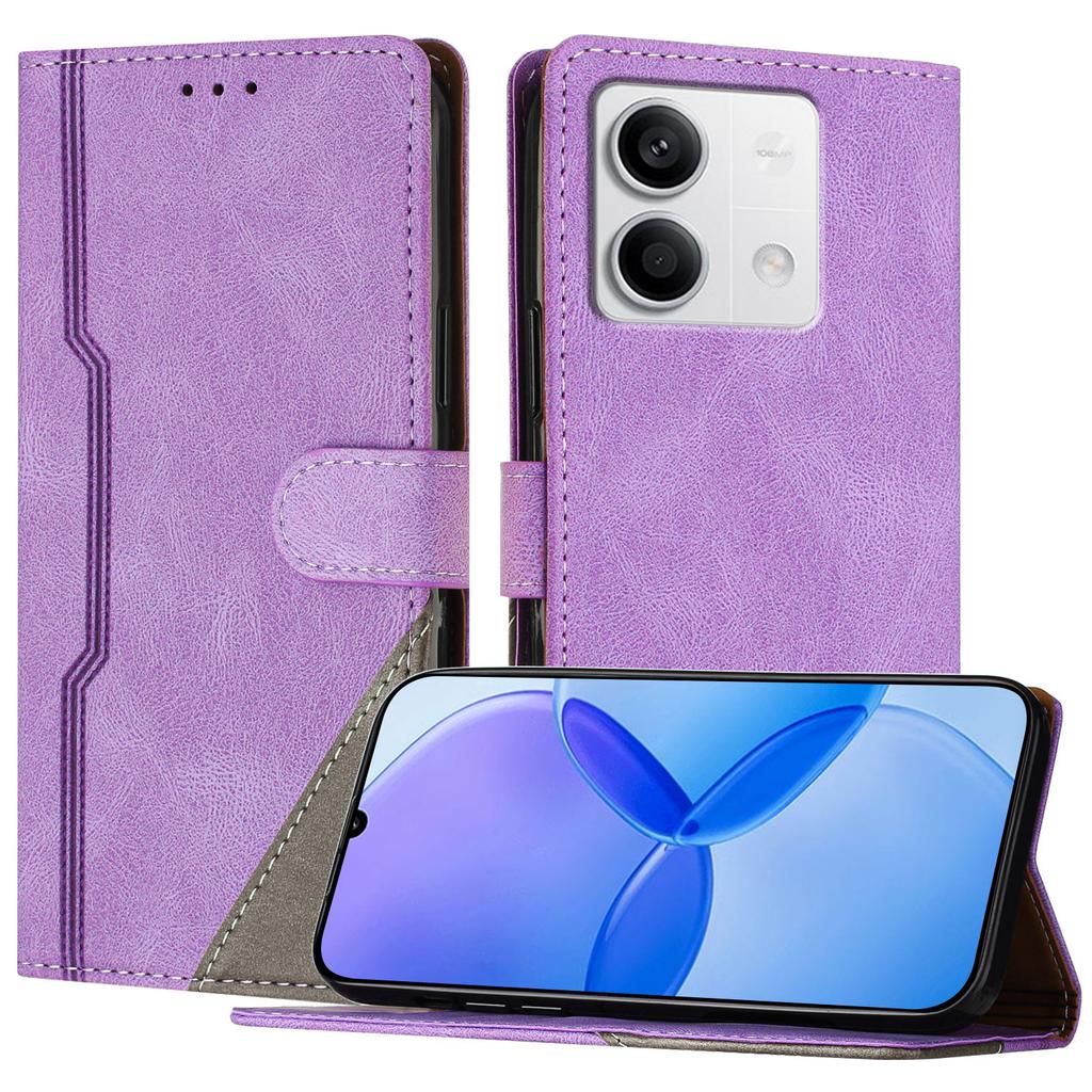 For Xiaomi Redmi Note 13 5G Leather Case Triangle Patchwork Wallet Stand Shockproof Phone Cover
