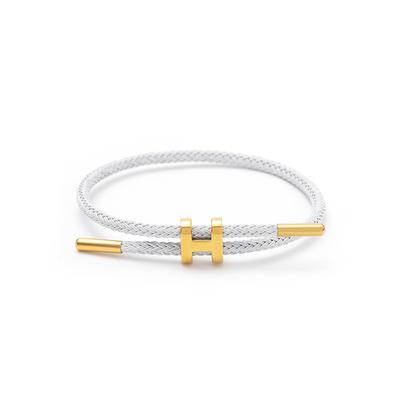 Double Strand Braided Rope Bracelet with Metal H-Shaped Clasp Adjustable Size Durable Design for Everyday Wear and Gift