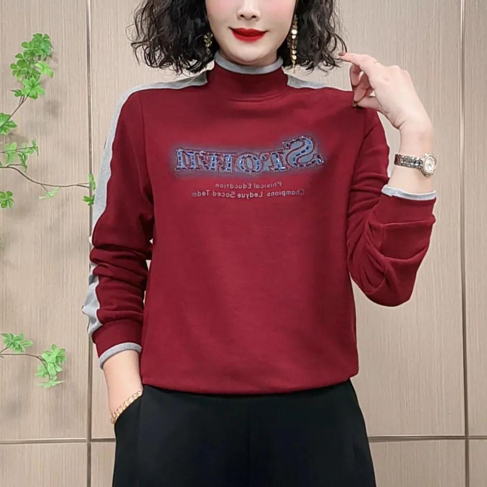 Women's Double-Sided Velvet Stitching Long-Sleeve Top - Autumn/Winter Fashion