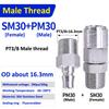 Pneumatic Fitting 304 Stainless Steel C Type Self locking Hose Quick Connector High Pressure Coupler Plug PF SF PM SM 20/30/40