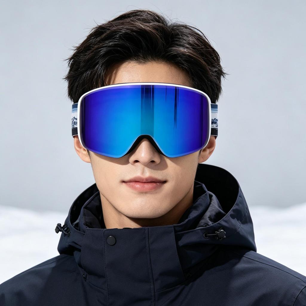 Anti-Fog Double-Layer Ski Goggles Soft Thermoplastic Polyurethane Frame Polycarbonate Night Vision Lens Dual Frame Velvet Elastic Strap