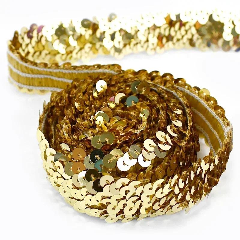2/5/10Meters Meetee 30mm Sequin Lace Ribbon Stretch Fabric Laces Trim for Clothes Elastic Band DIY Sewing Decoration Accessories