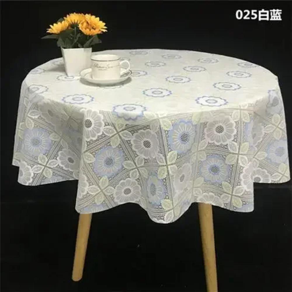 Pvc Desk Mat Printed Dustproof Table Cover Round Lace Table Waterproof Oil Resistant Scald Resistant Round Tablecloth