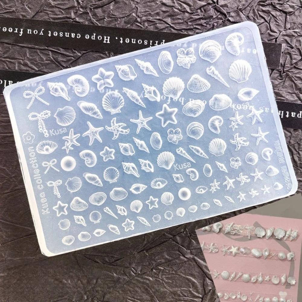 Baroque Pearls Sea Shell Pattern Nail Silicone Mold Reusable Nail Art Mold  For Beginner