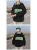 Retro Color Block Waffle Sweatshirt: Men's Half-Zip Polo Jacket for Spring and Autumn.
