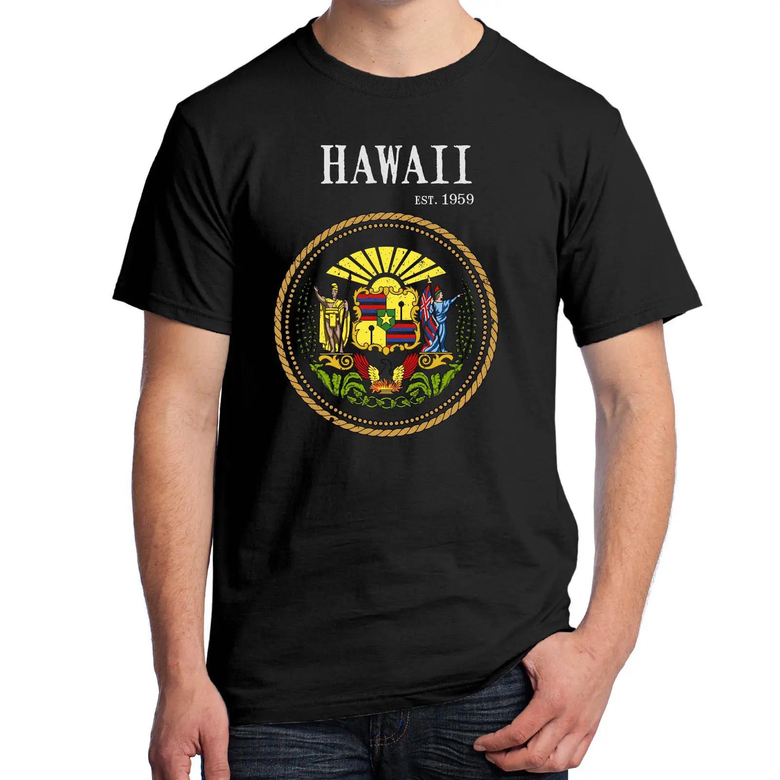 

Fashion Design Hawaii State Seal T-Shirt 100% Cotton O-Neck Summer Short Sleeve Casual Mens T-shirt Size S-3XL - Men s Summer... S разноцветный