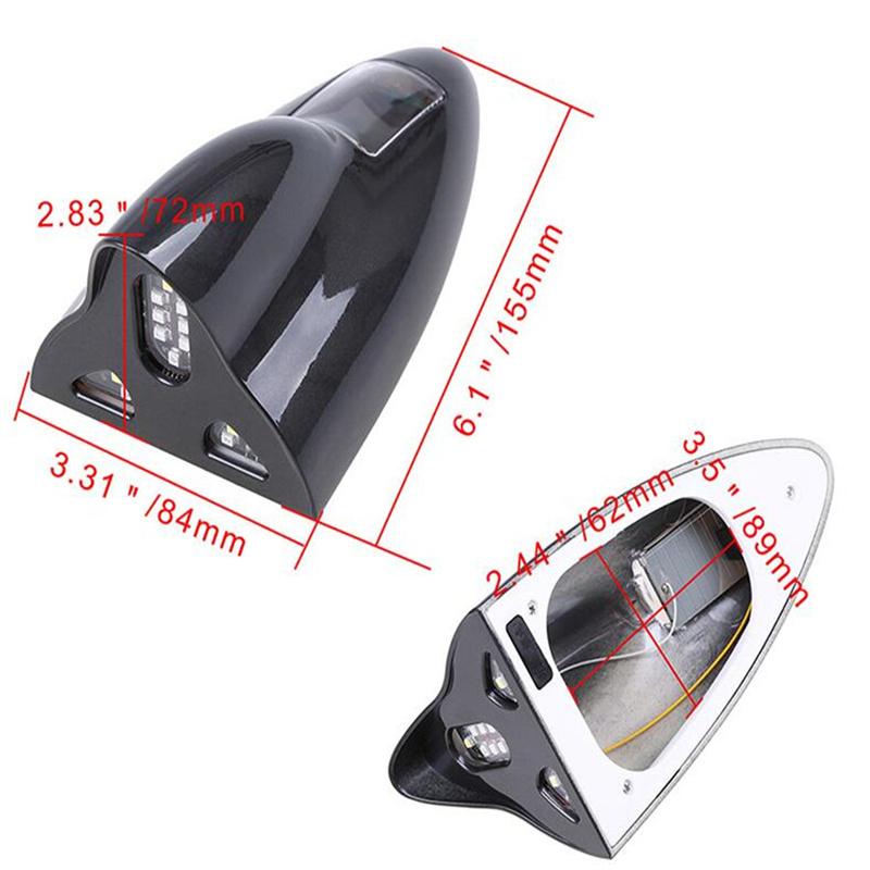 Black Shark Fin Antenna Remote Control Solar Charging With Led Warning Lights