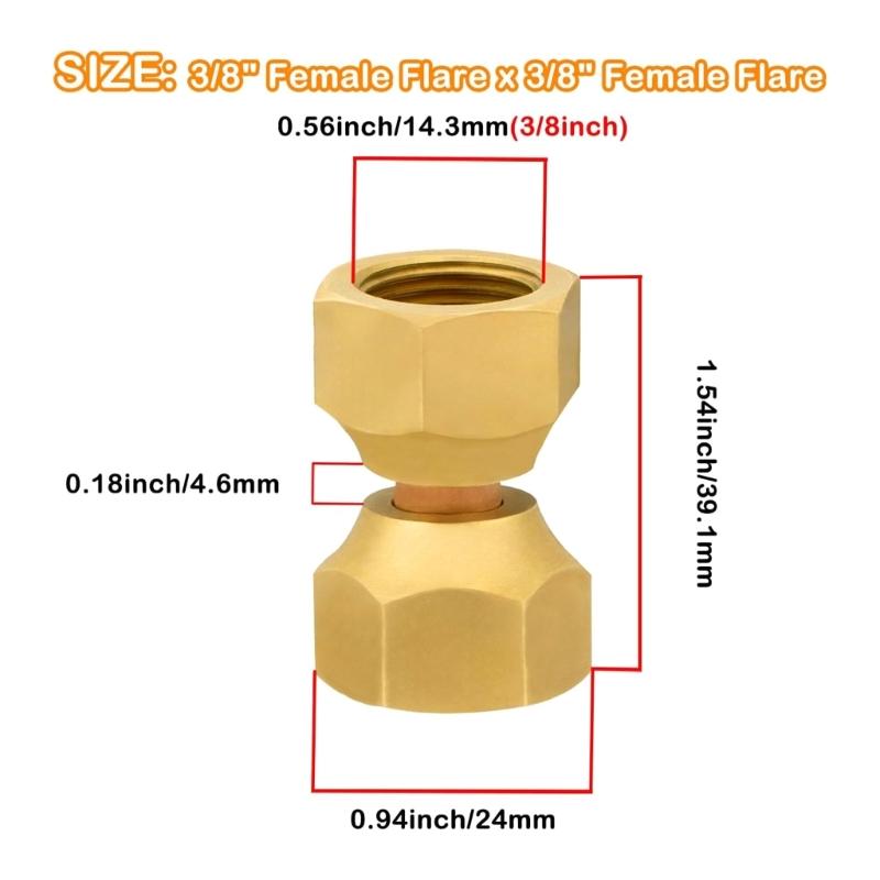 Industrial Grade 3/8inch Brass Union Connectors Double Rotation Leak Proof Designs Swivel Couplings For Instrument