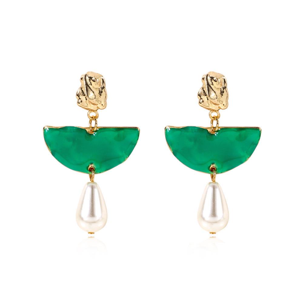 

Halfround Alloy Stylish Pearl Dangle Earrings Fashion Jewelry For Women Colors Multiple зелёный
