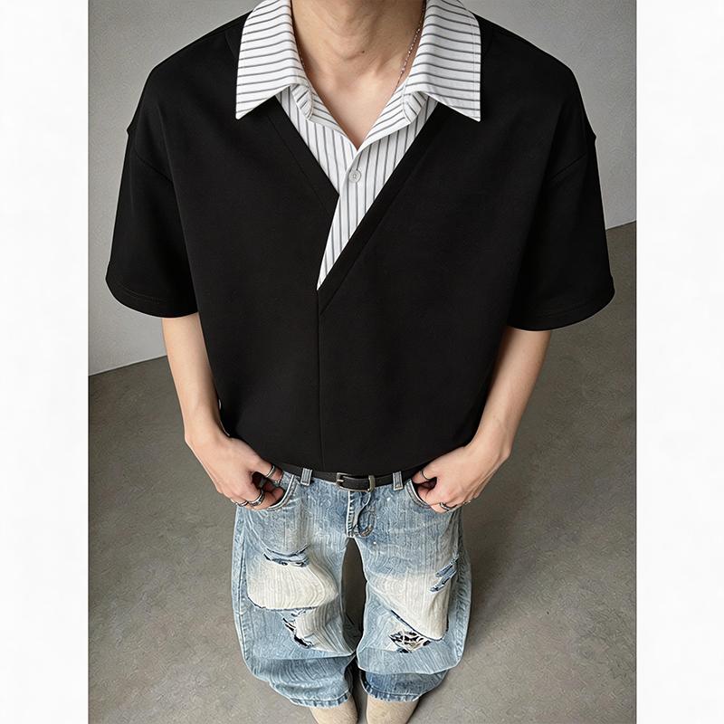 Summer Solid Color Men's Short Sleeved T-shirt Thin Business Men's Casual Sports T-shirt