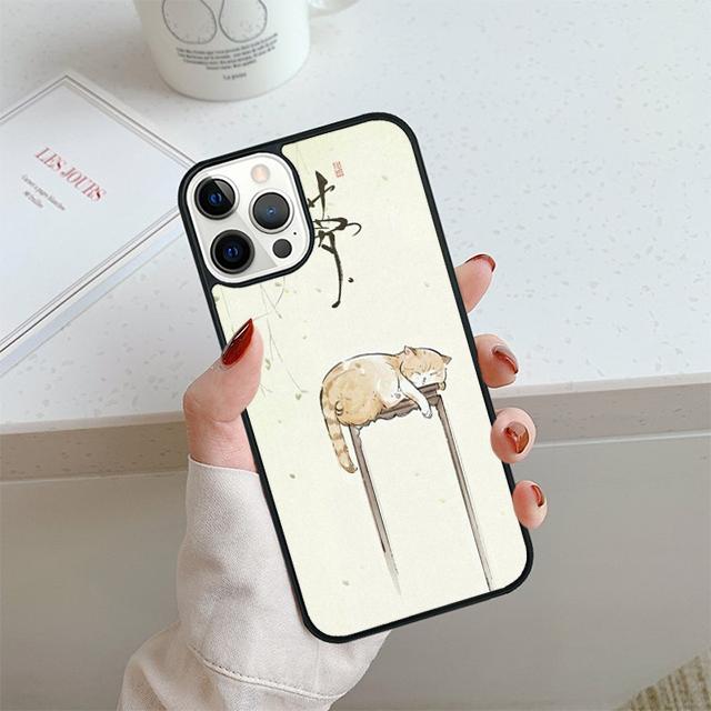 Japanese Cat Culture Aesthetic Art Phone Case For iPhone 17 Air 14 15 16 13 12 Cover For Apple Pro Max Plus