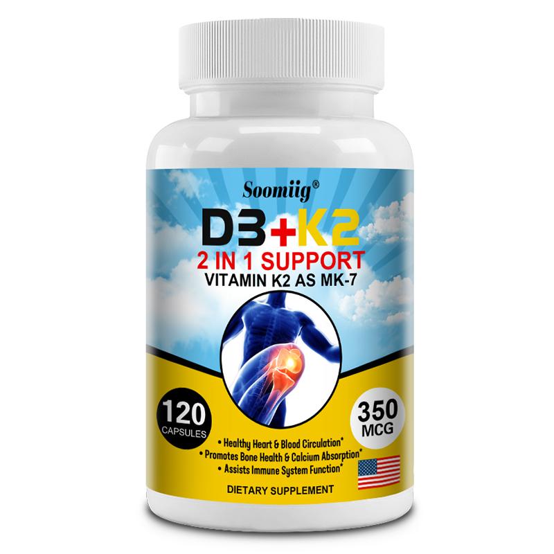 

Vitamin D3 K2 - 120 Capsules - Vitamin D 5000 IU Vit K2 MK7 225 mcg High Strength 120 Capsules