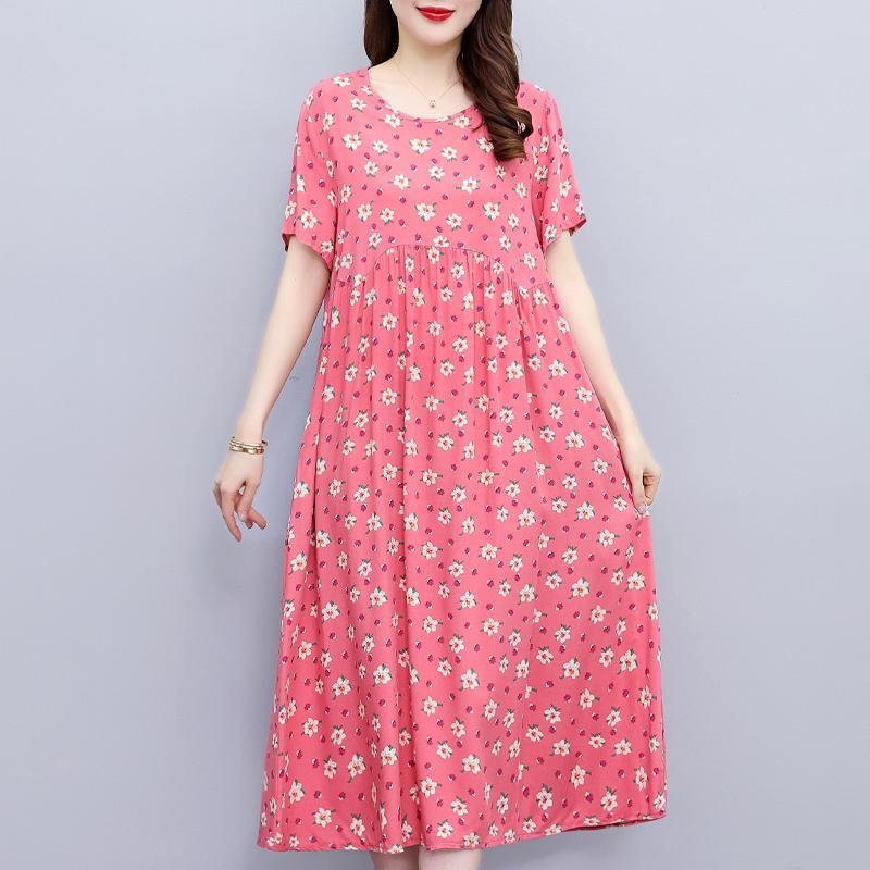 Casualowe letnie sukienki damskie z krótkim rękawem Eleganckie długie sukienki dla pań