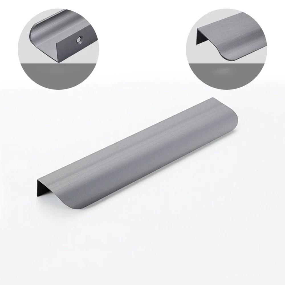 

Space Aluminum Hidden Cabinet Handle Black/gold/grey Wardrobe Long Handle Arc Door Handle Cupboard length150mm сірий колір
