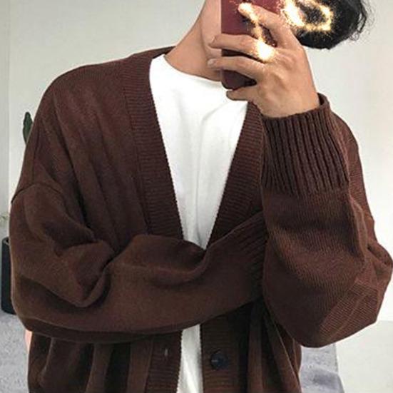 Pánské pletené zboží s výstřihem do V, dlouhými rukávy, žebrovaným lemem, zesílené, pánské podzimní zimní jednobarevné pletené sako s knoflíkovým zapínáním