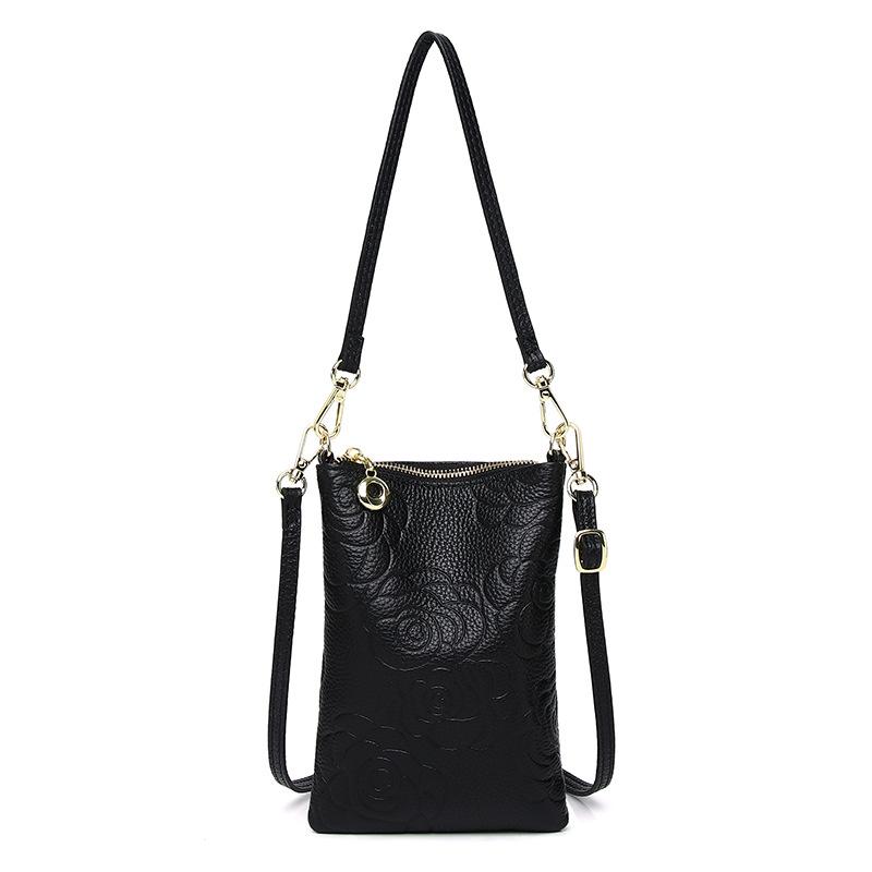 

Кожаная сумка женская сумка простая и модная вертикальная розовая сумка для мобильного телефона сумка через плечо женская чёрный