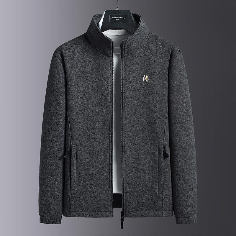 Men's Lambswool Fleece Jacket - Autumn/Winter Velvet Lined, Thick Warm Outerwear for Middle-Aged & Elderly.