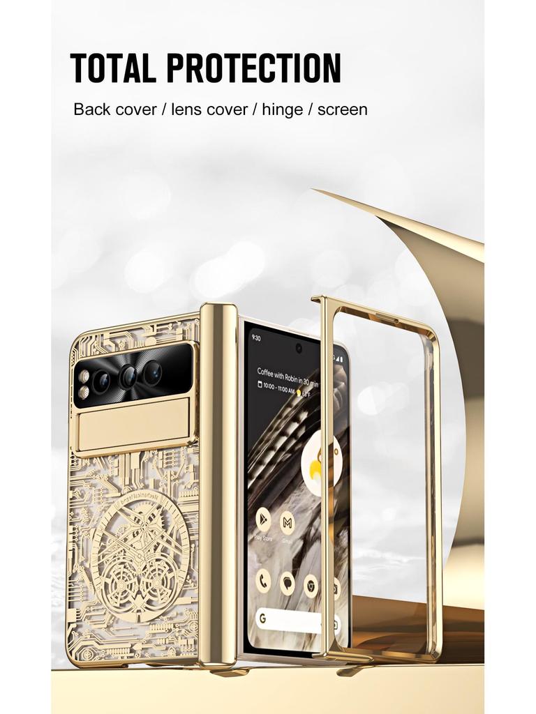 Google Pixel Fold Electroplated Phone Case with Pen Slot, Full Coverage, Anti-Drop, for Folding Screen.