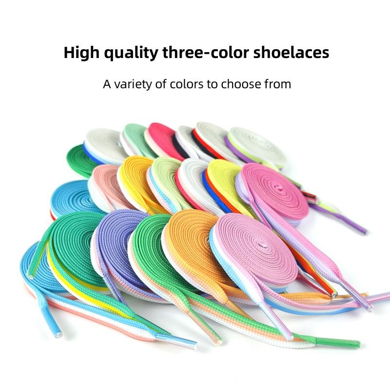 1Pair Colorblock Striped Laces for Sneakers Men Women's Sports Shoes Gradient Shoelaces Rubber Band for Casual Shoes Accessories