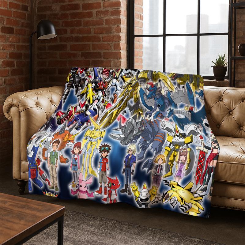 

3D Digimon Adventure Angewomon Agumon Cartoon Flannel Blanket Soft Warm Blanket Throw Blanket for Bedroom Living Room Bed Kid 75x90cm