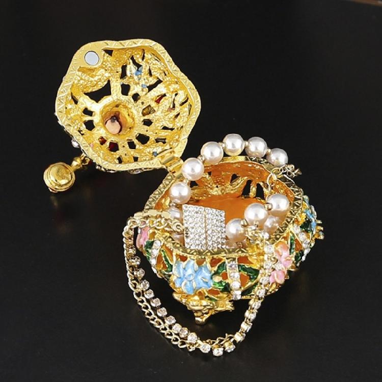 Wedding Jewelry Display Case Telephone Jewelry Organizers Storage Box with Elegant Crystal Embellishments Metal Texture