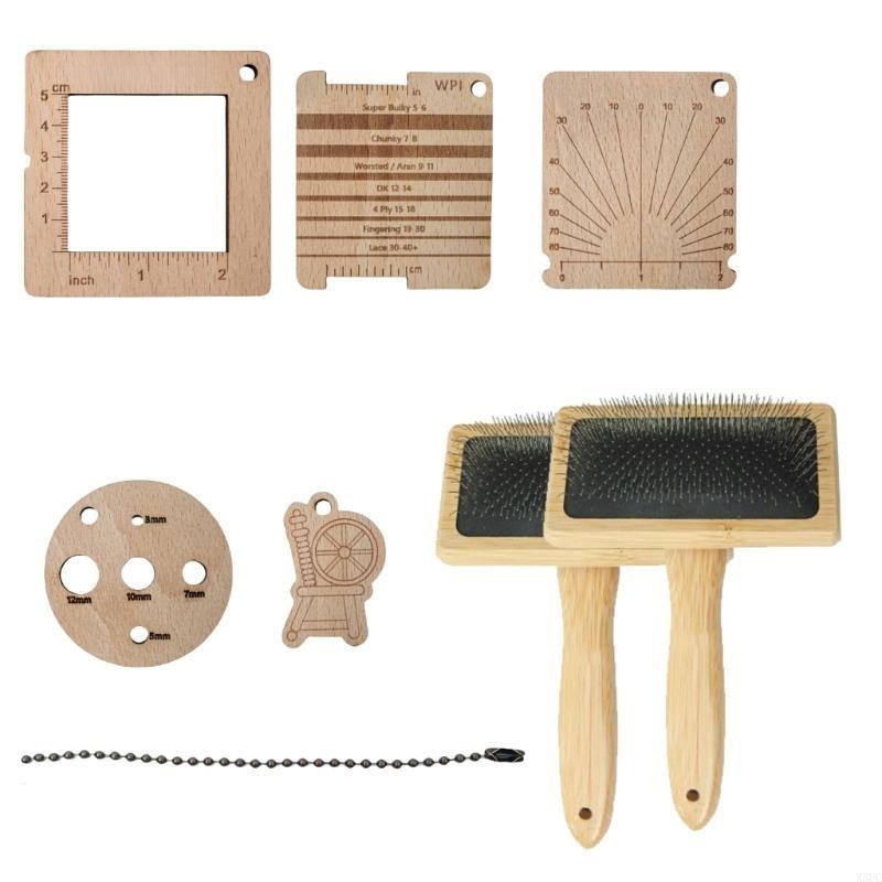 

Knitting Ruler Wool Carders Winding Control Card Knitting Yarn Gauge X3UC