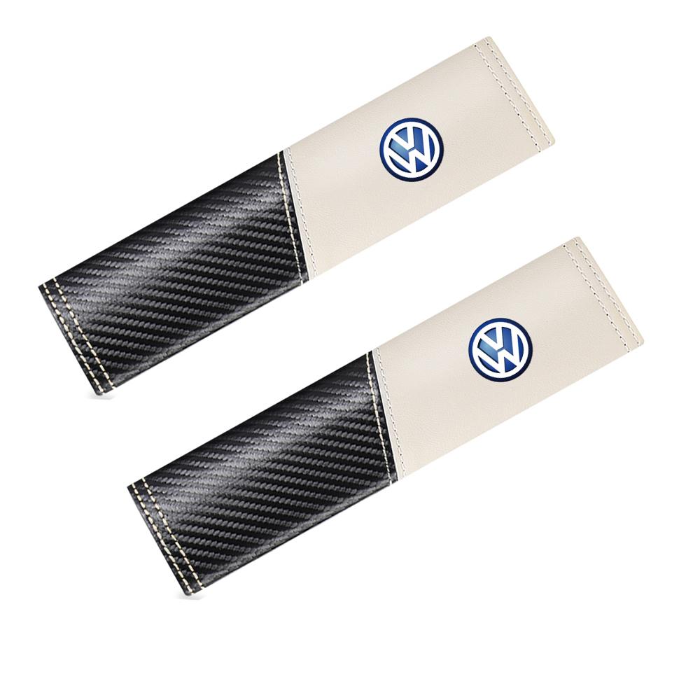 T301/2PCS Carbon Fiber Safety Belt Car Seat Belt Shoulder Pad Protective Valve Cap For Volkswagen MK6 Golf GTI Touareg Polo Tiguan