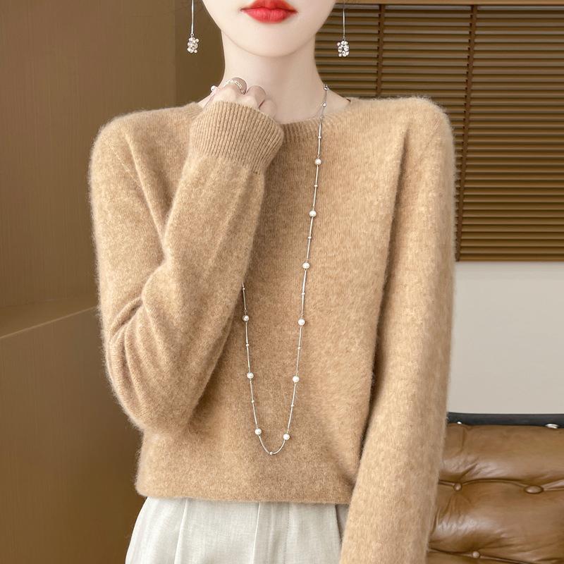 Fashion Wool Sweater Cashmere Pullover O-Neck Long Sleeve Women Knitwear Autumn Winter Clothing Tops