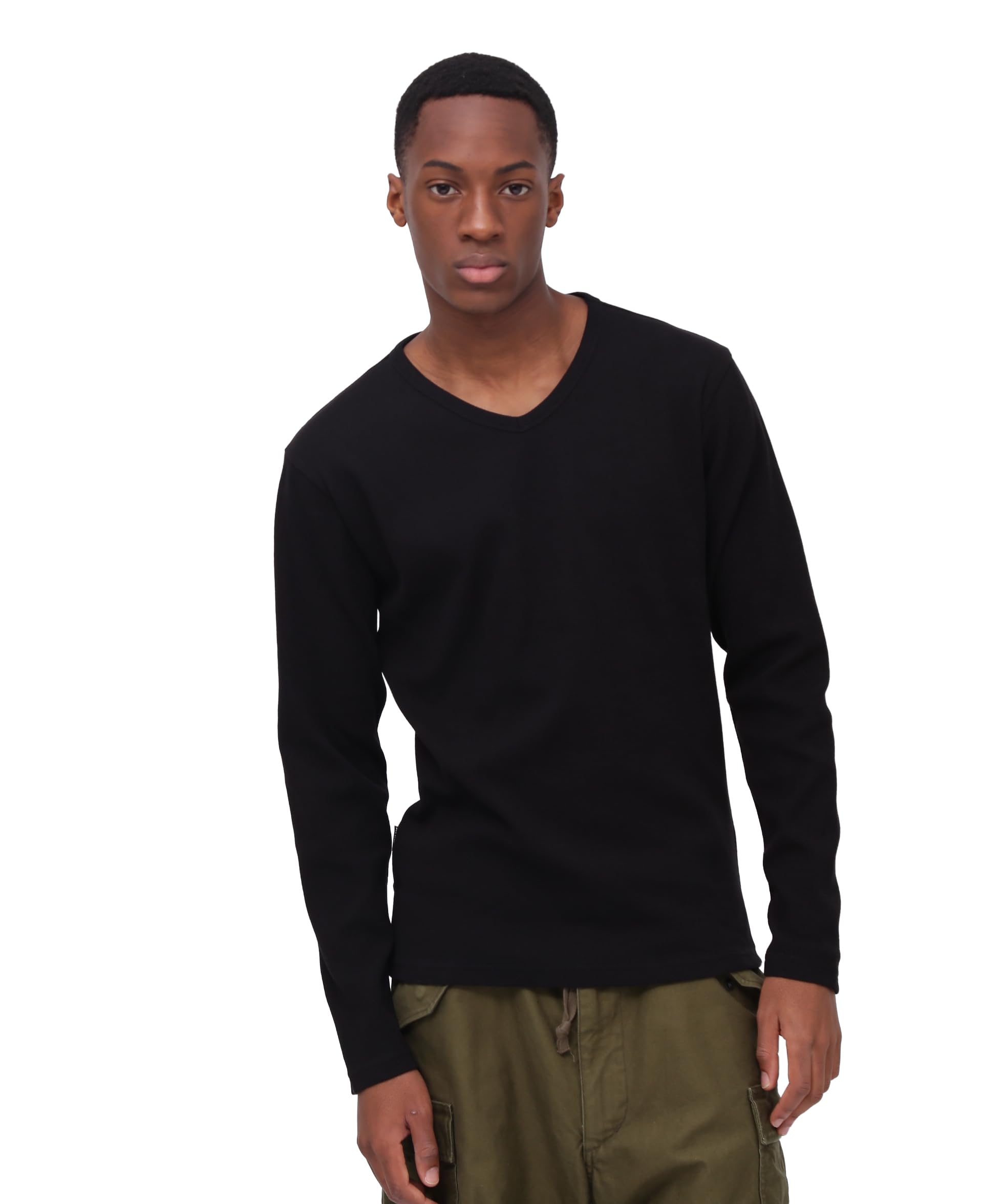 

AVIREX DAILY L/S MINIWAFFLE V NECK TEE 6163584 men s XL black