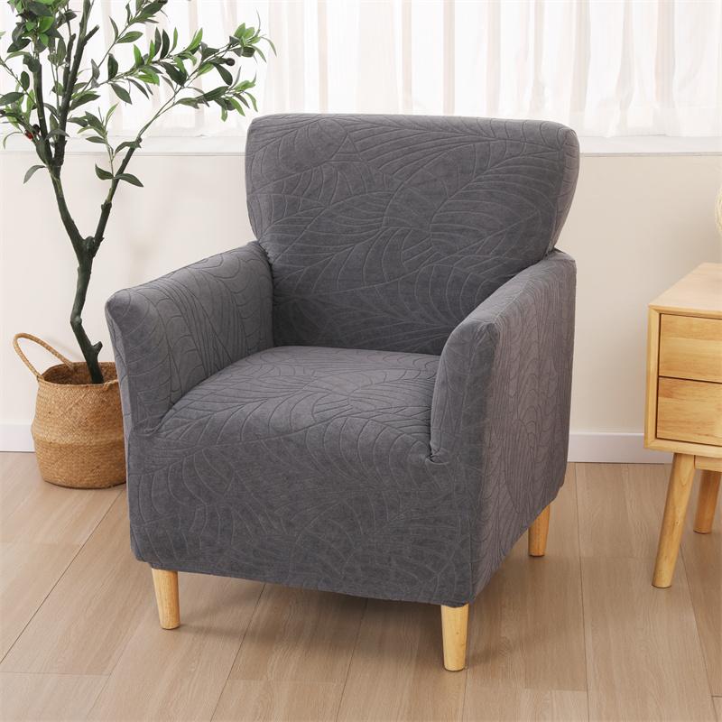 1PC Elastic Club Bar Chair Cover Leaves Jacquard Tub Armchair Covers Elastic Single Couch Slipcover for Home Bar Hotel Office