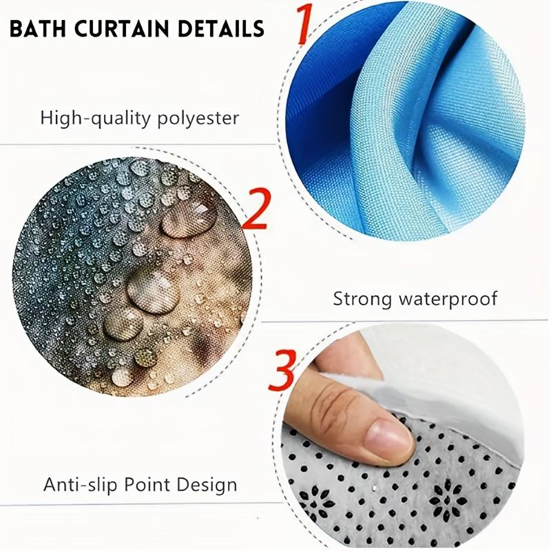 4Pcs Luxury Snowman Pattern Shower Curtain Sets Waterproof  for Bathroom Non-Slip Bathroom Rugs Lid Toilet Cover Bath Mat Bathroom Set