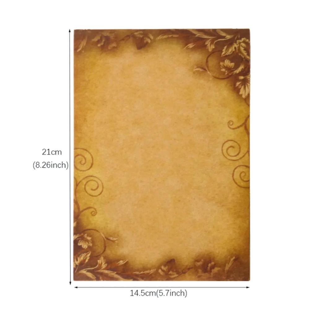 8-dielna súprava Kraft hnedý vintage kvetinový vzor hlavičkový papier písací papier poznámkový blok kreslenie skicovanie písacie potreby