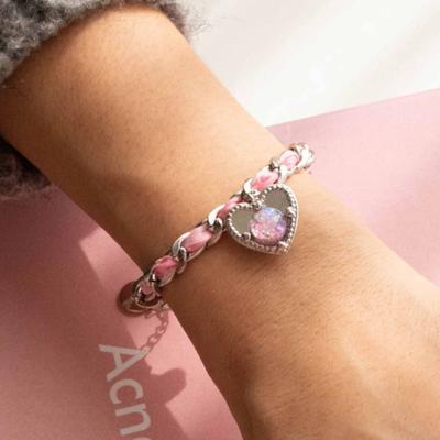 Luvinball Heart Ribbon Chain Bracelet