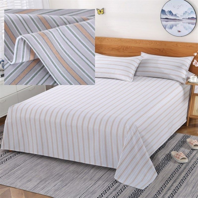 

Thickened No Pilling Coarse Cloth Bed Sheet Quilt Cover Four-Piece Quilt Sheet Student Single Double Three-Piece Set Pair of pillowcase Thin Green